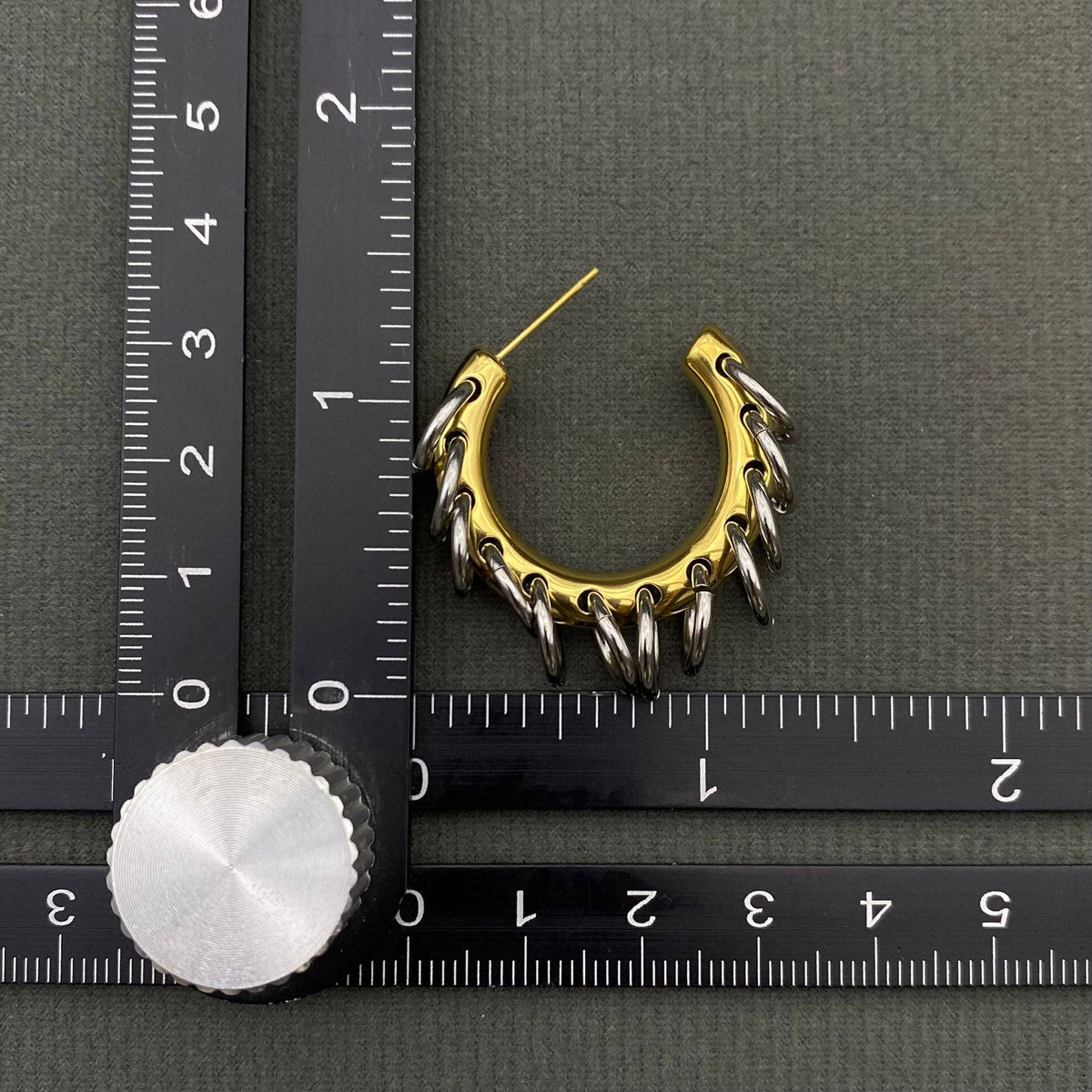 Two-Tone C-Shaped Ring Earrings