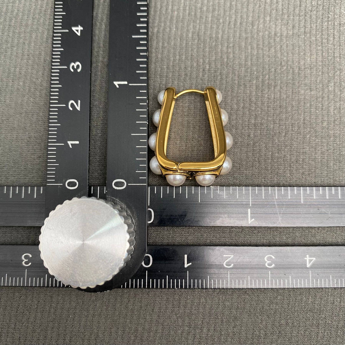 Gold Pearl Huggie Earrings