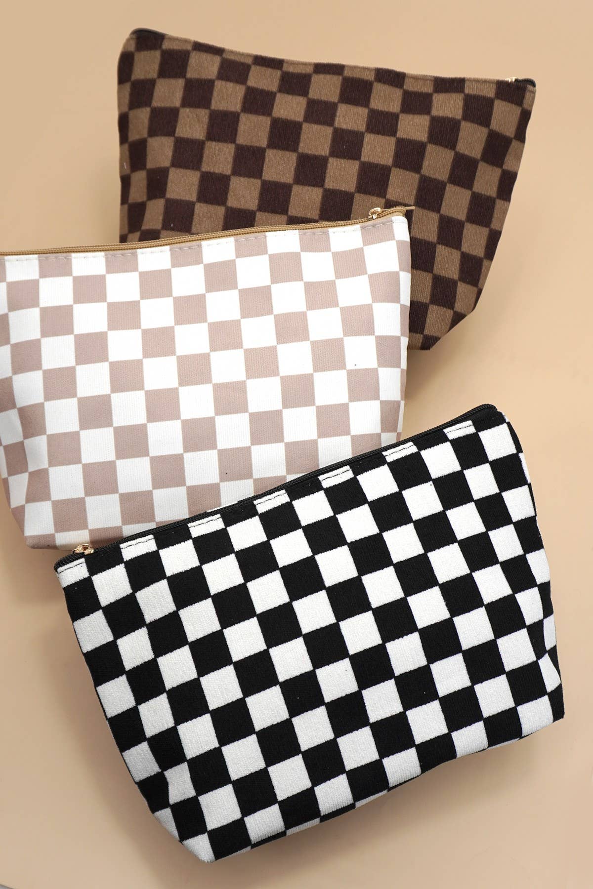 Gingham Check Makeup Pouch