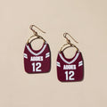 Aggie Maroon Texas A&M University Football Jersey Earrings