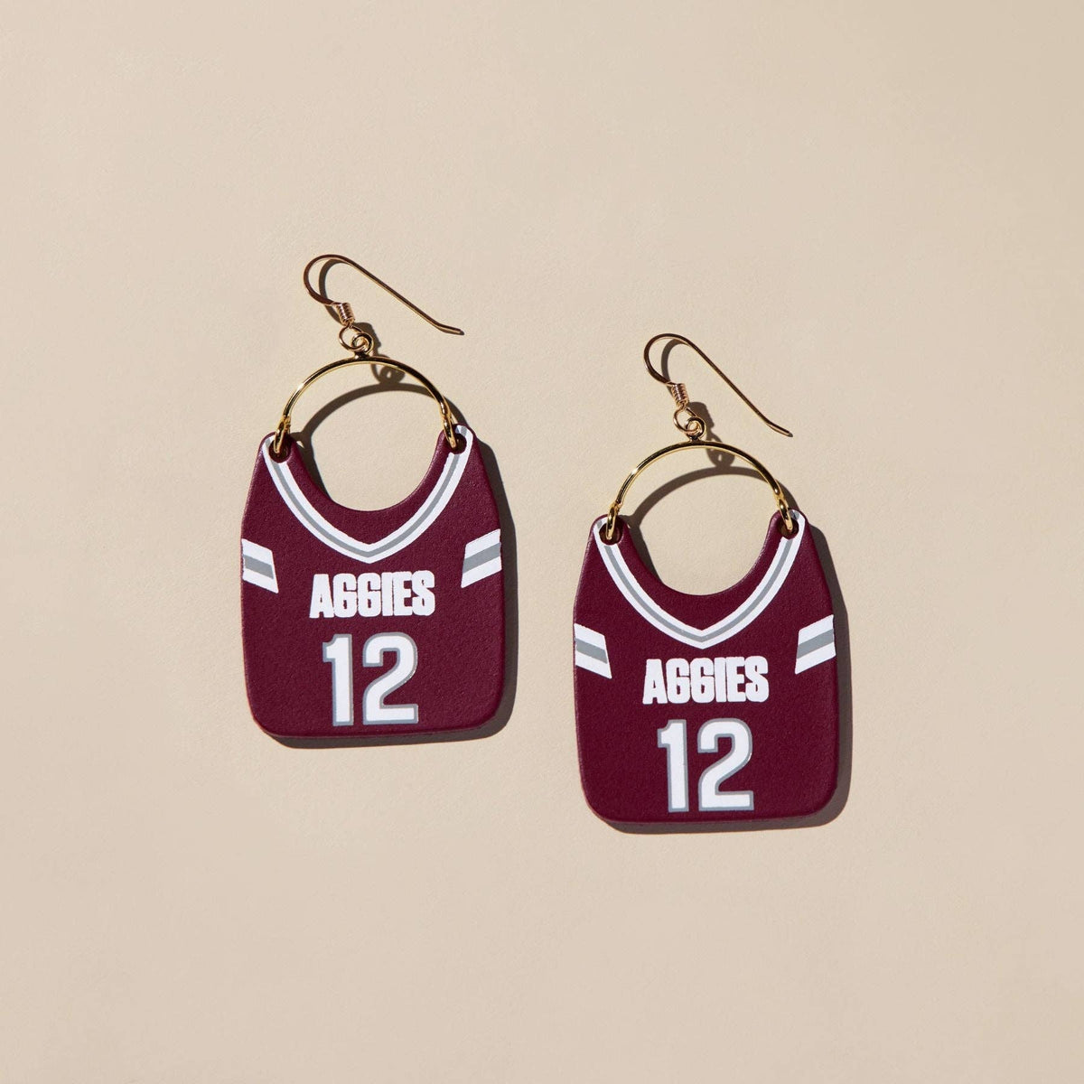 Aggie Maroon Texas A&M University Football Jersey Earrings