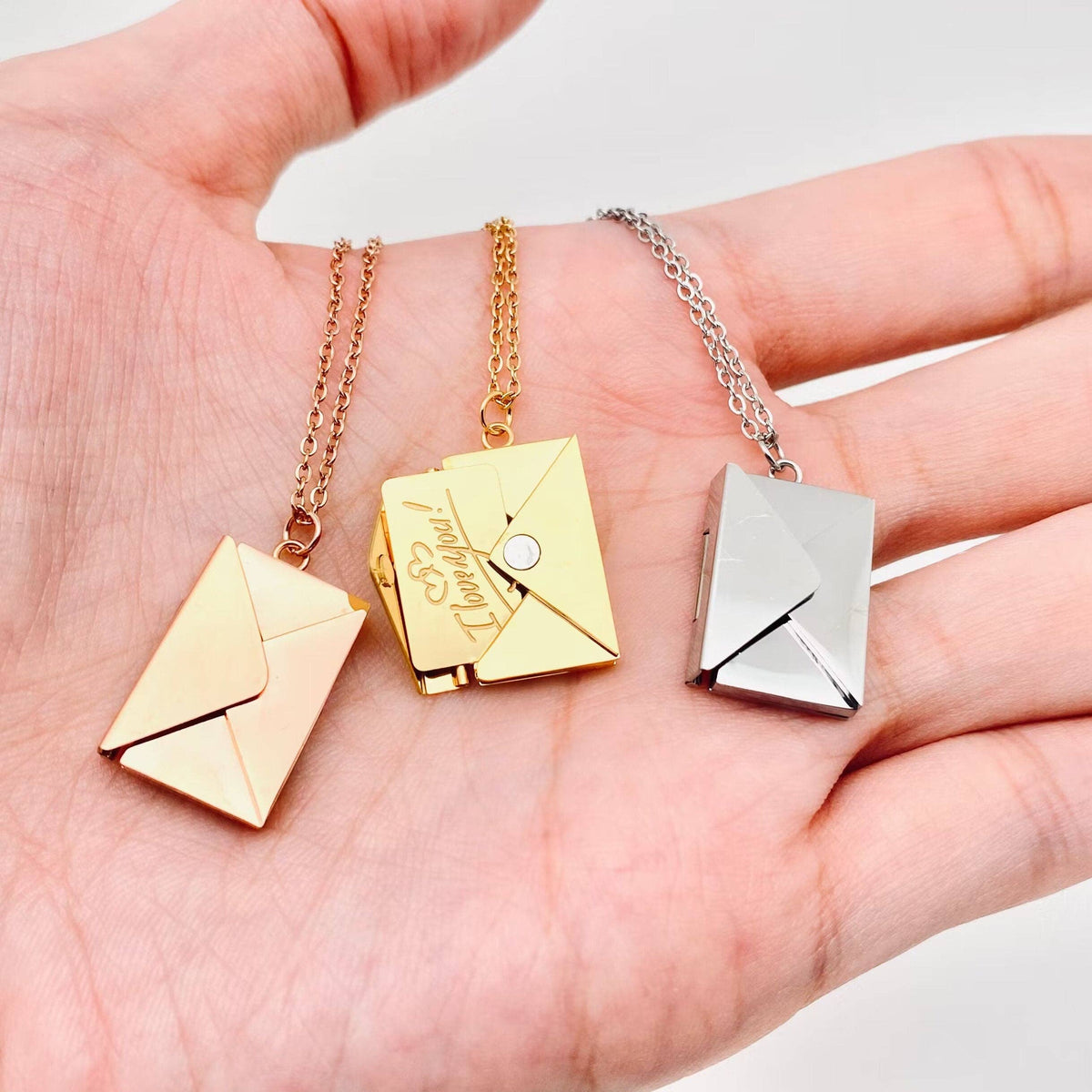 "I Love You" Envelope Locket Necklace