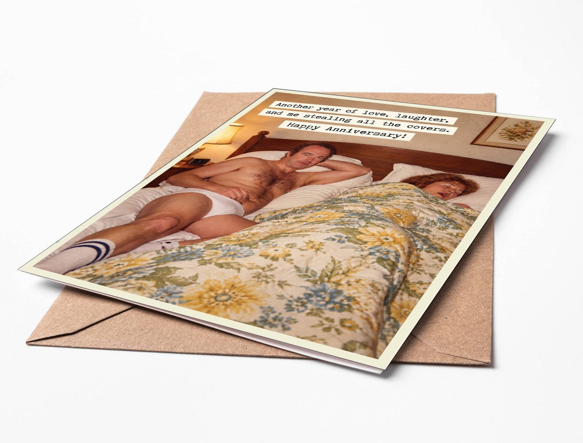 Funny Anniversary Card – Steal the Covers