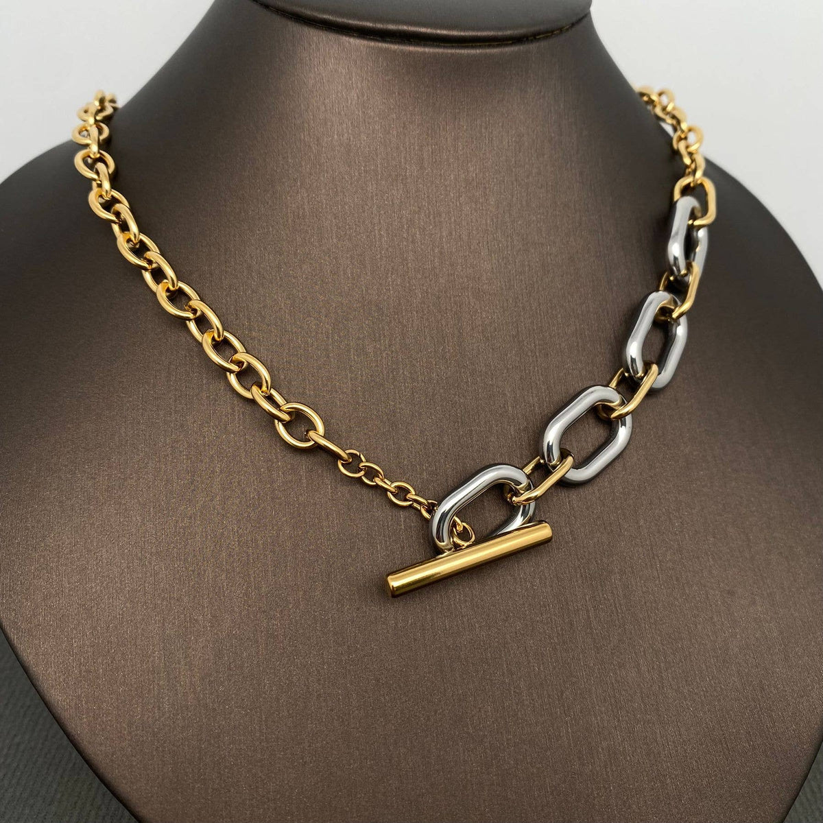 Two-Tone Gold Chain Pendant Necklace