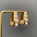 Gold Pearl Huggie Earrings