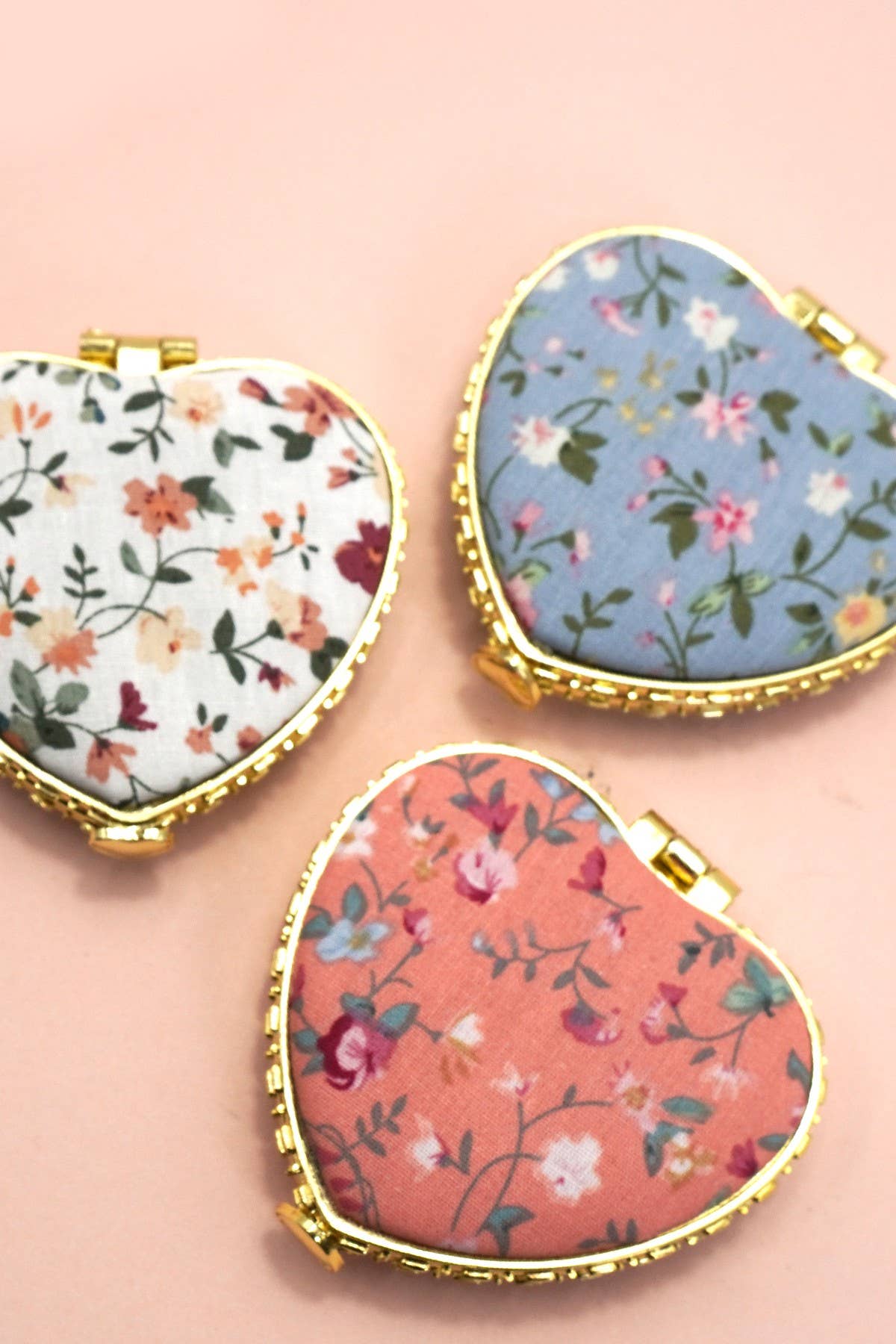 Heart Floral Compact Mirror