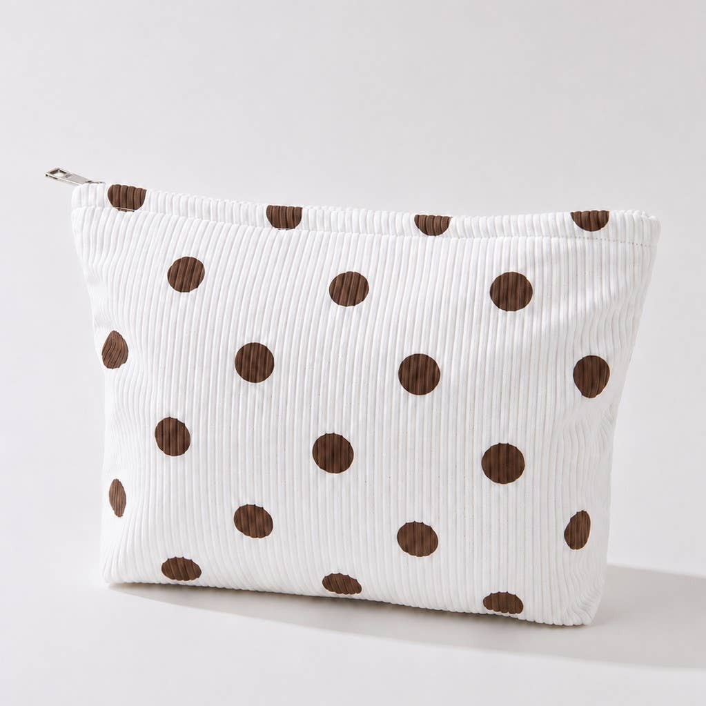Corduroy Polka Dot Makeup Pouch
