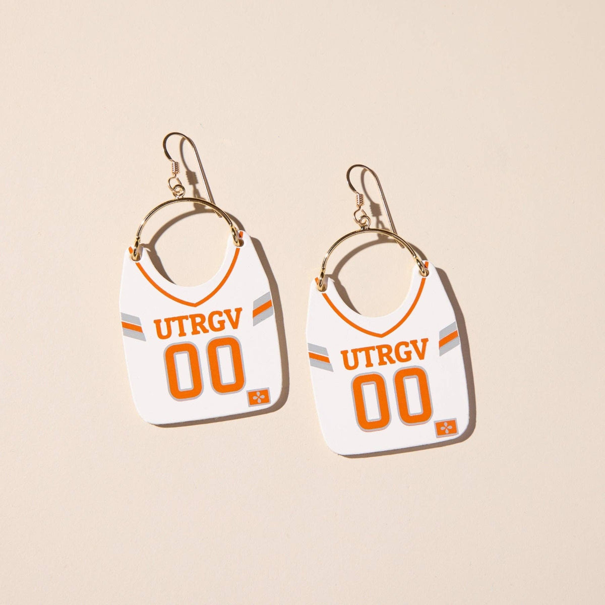 White UTRGV Football Jersey Earrings