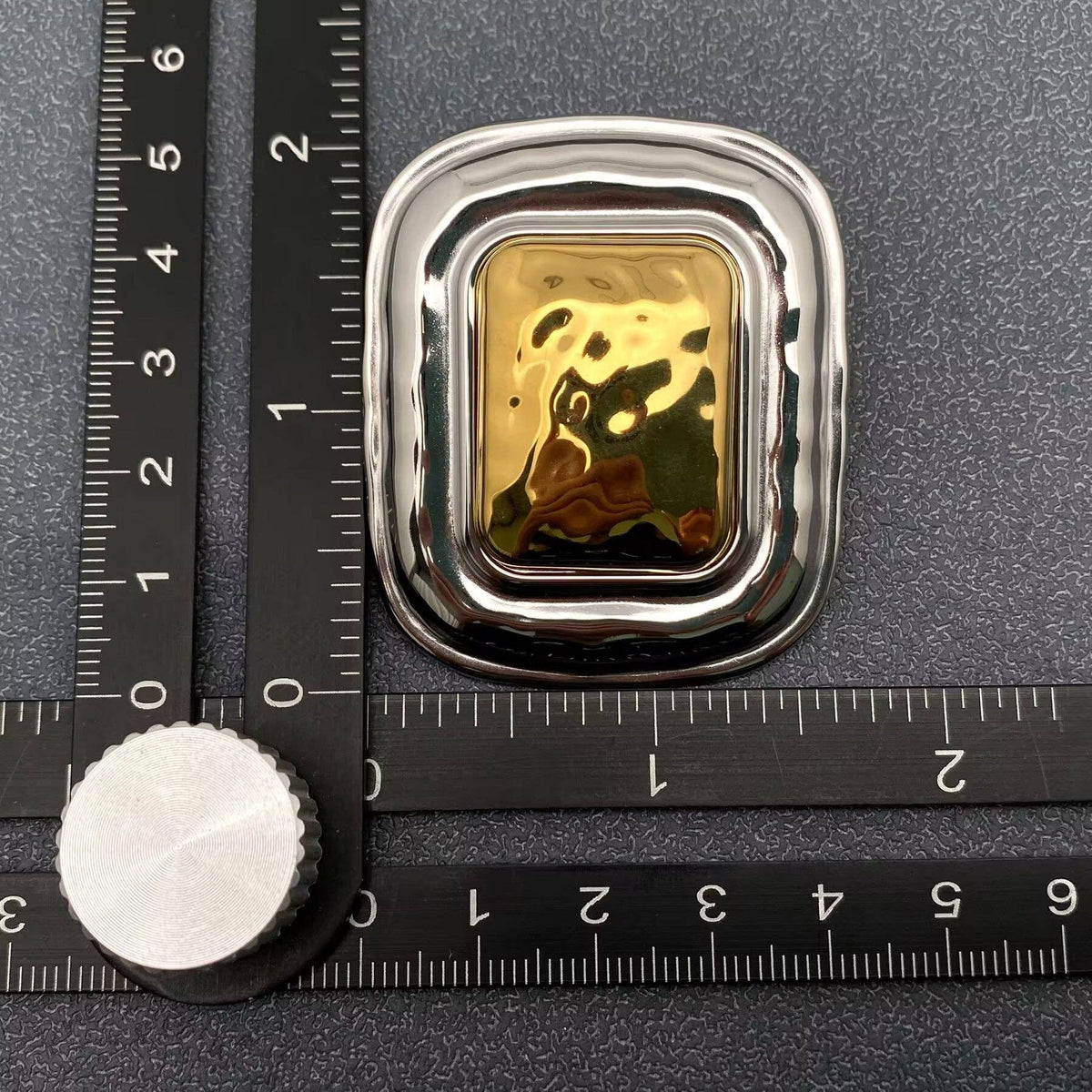 Two-Tone Large Square Post Earrings