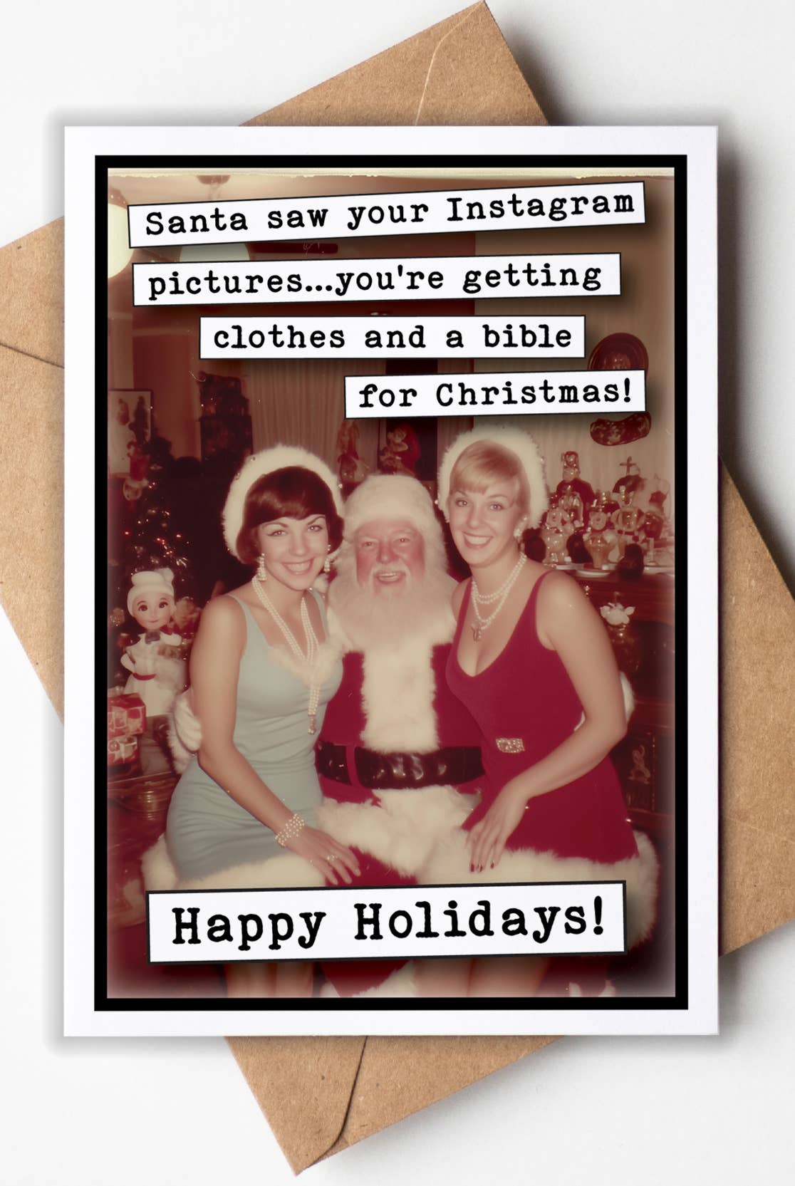 Funny Christmas Card – Santa Saw Your Instagram