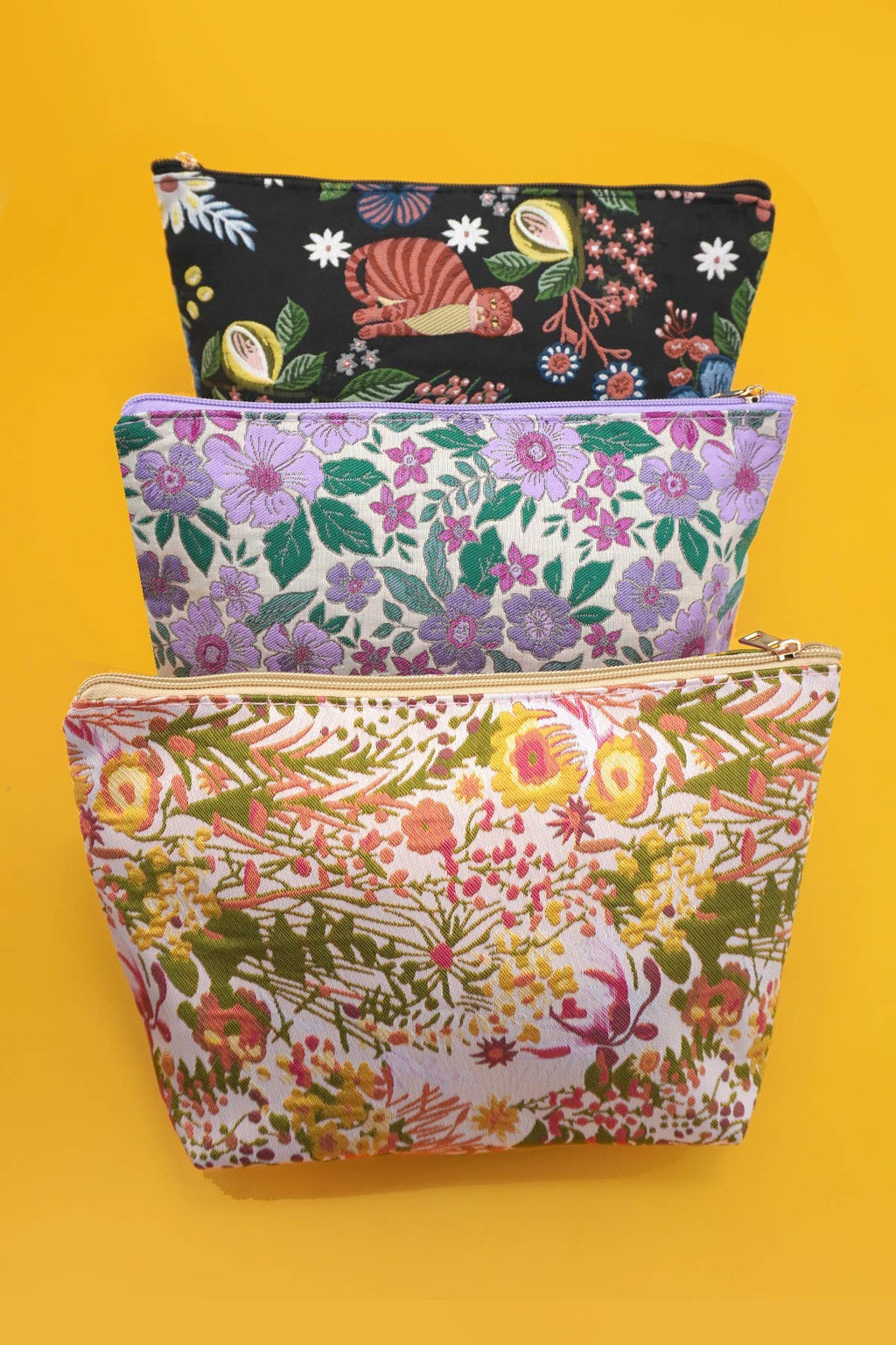 Embroidered Floral Makeup Pouch