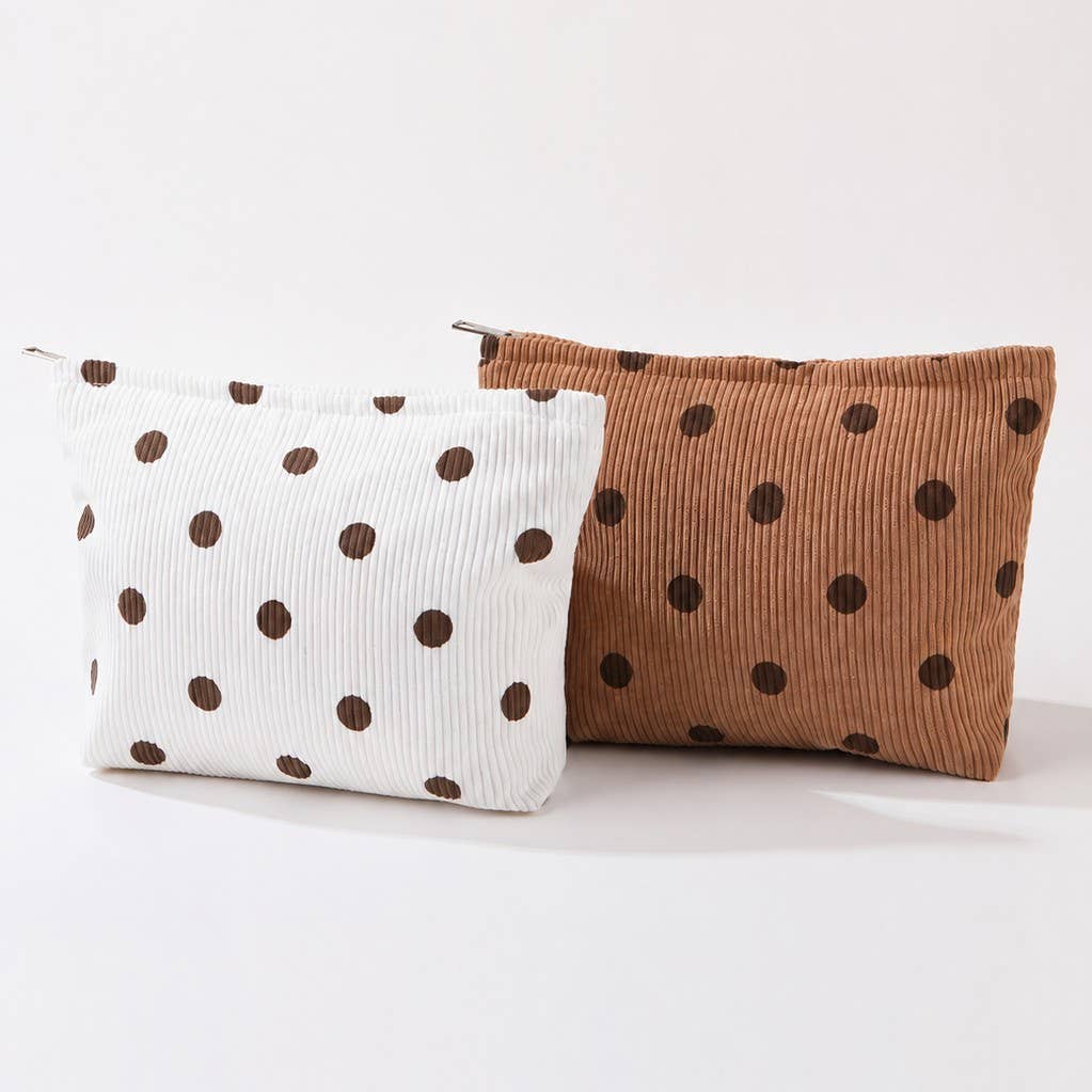 Corduroy Polka Dot Makeup Pouch