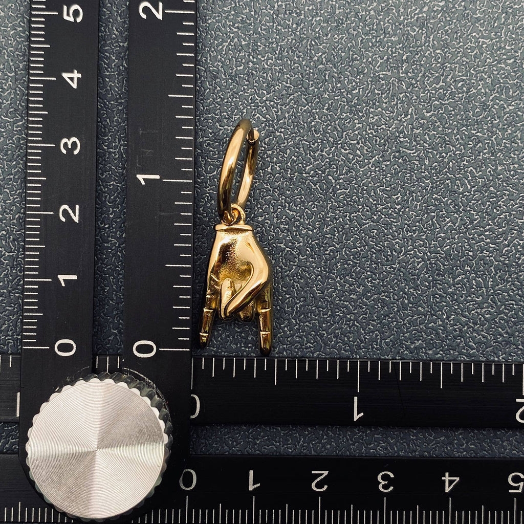 Gold Rock & Roll Charm Huggie Earrings