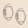 Silver Waterproof Football Hoop Earrings