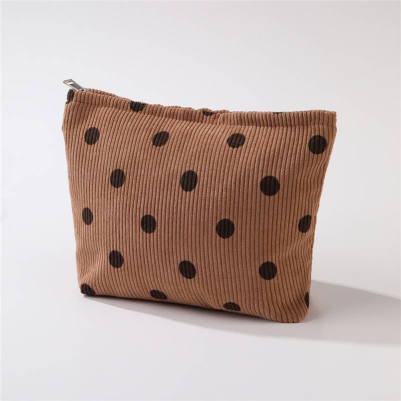 Corduroy Polka Dot Makeup Pouch