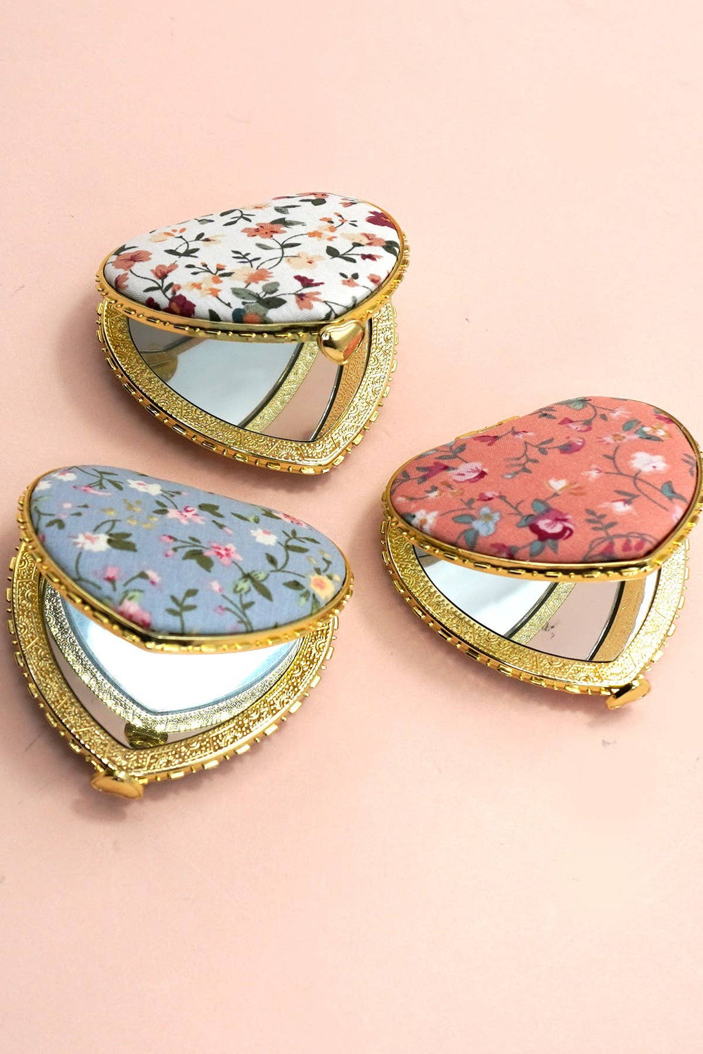 Heart Floral Compact Mirror