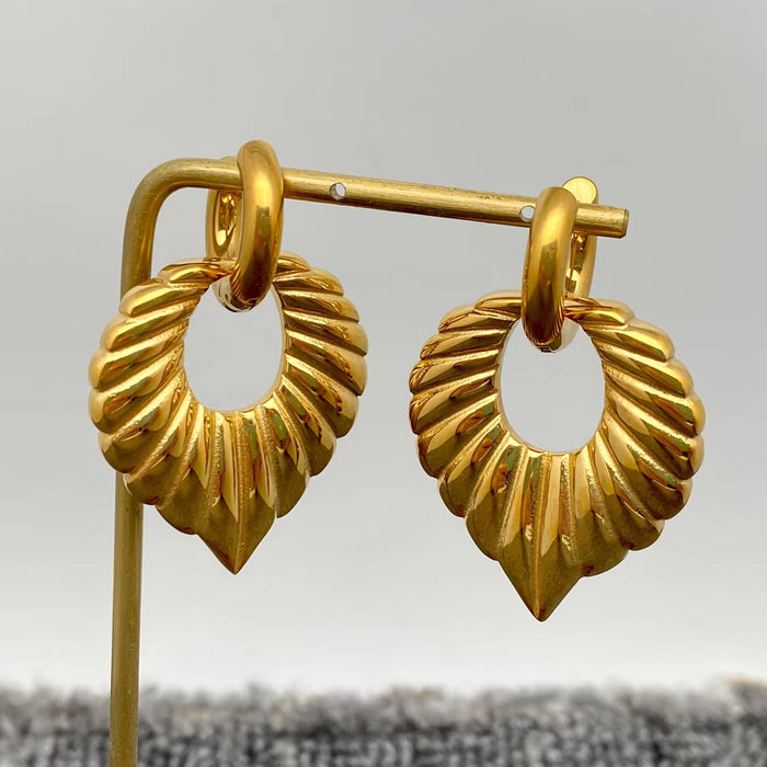 Gold Geometric Thread Charm Huggie Earrings