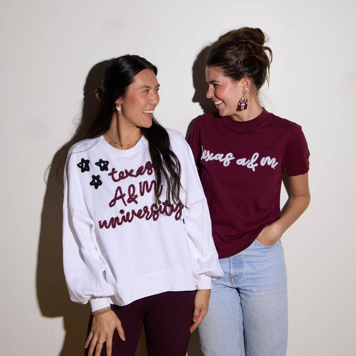 Aggie Maroon Texas A&M University Football Jersey Earrings