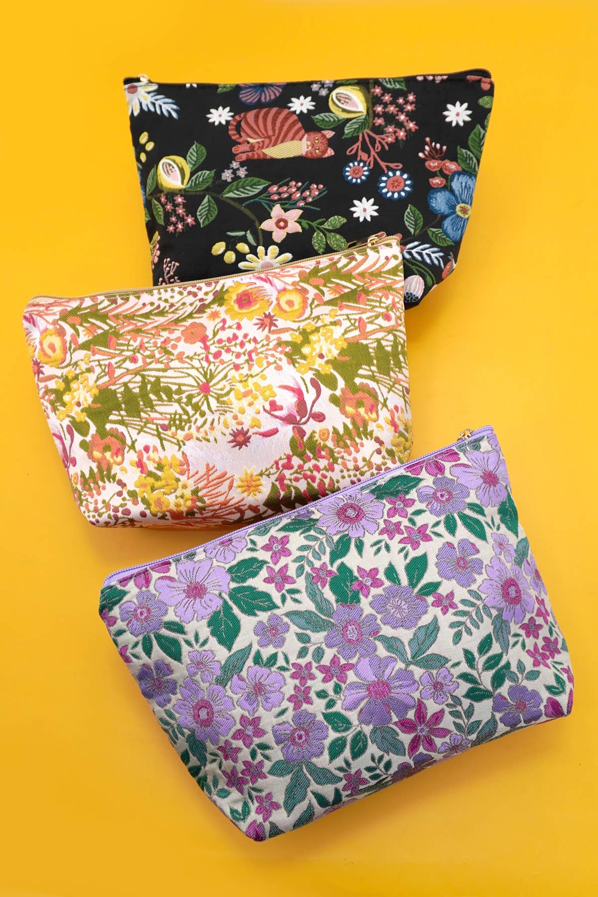 Embroidered Floral Makeup Pouch