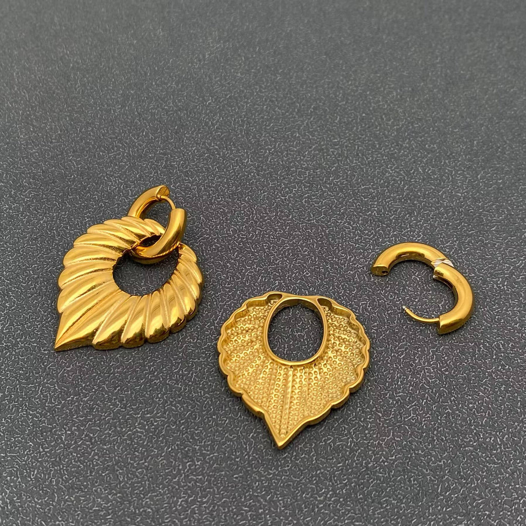 Gold Geometric Thread Charm Huggie Earrings