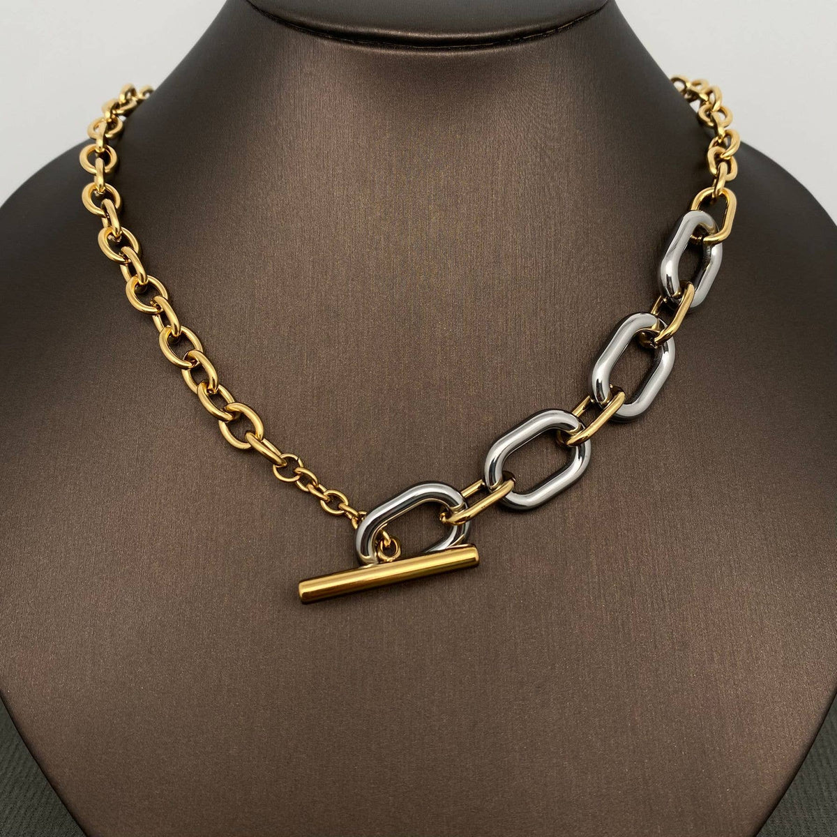 Two-Tone Gold Chain Pendant Necklace