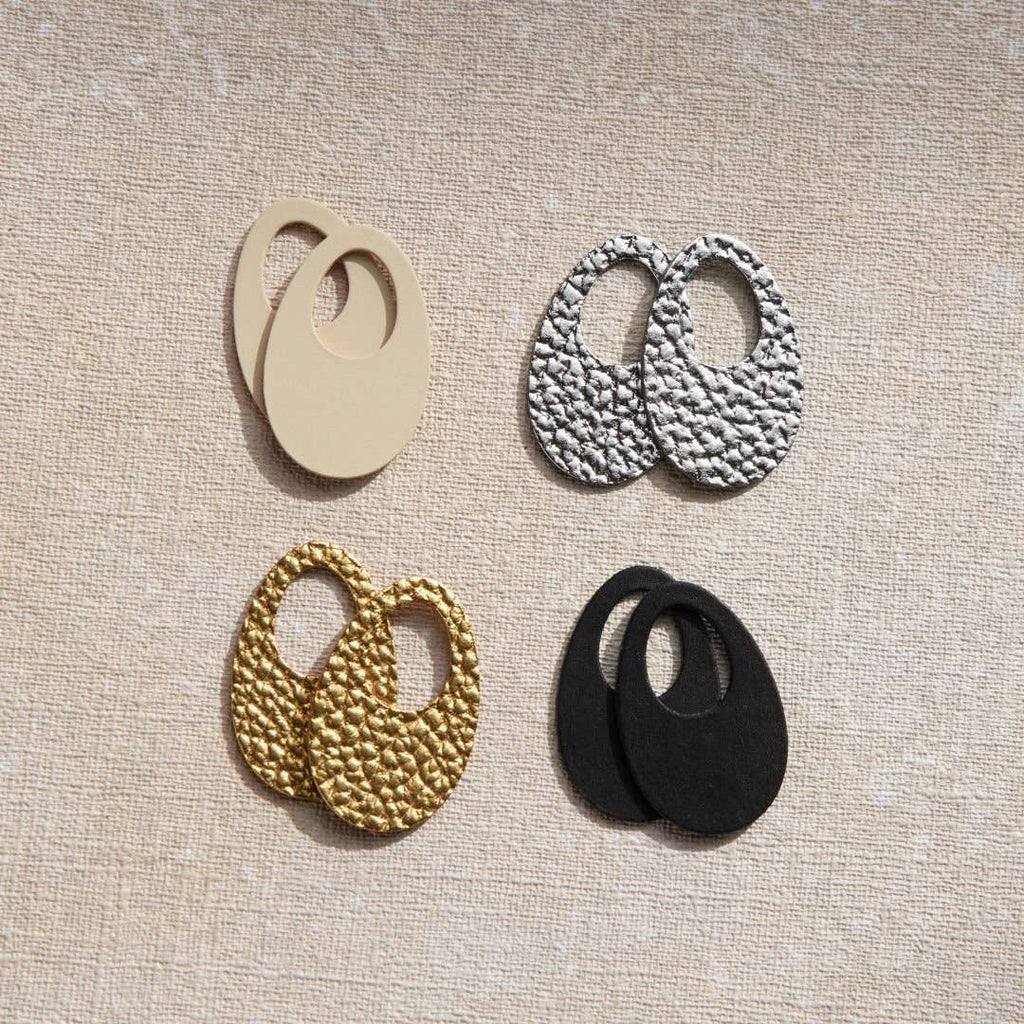 Black Olivia Leather Hoop Earrings