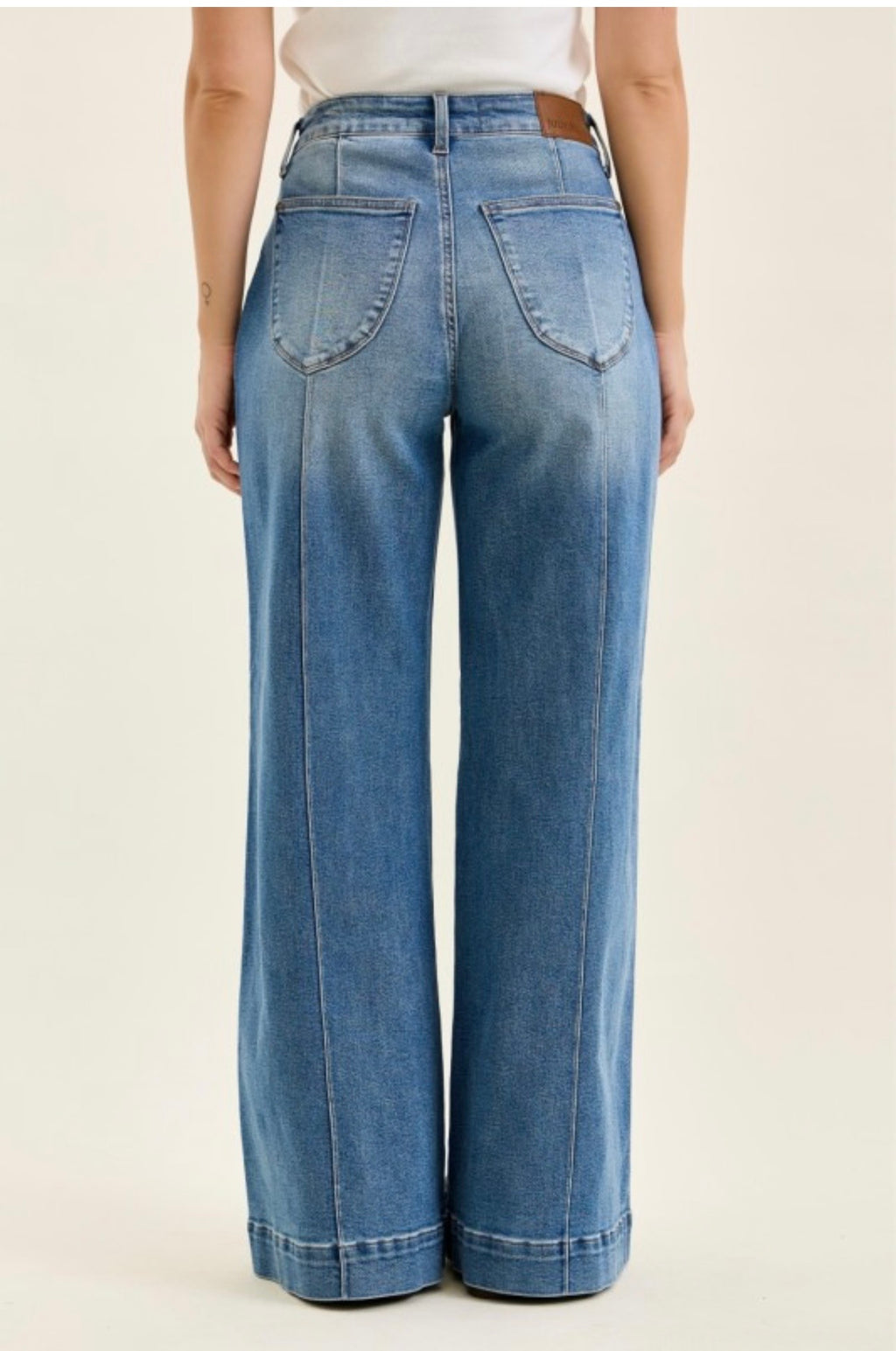 Pintuck Seam Wide-Leg Jeans back