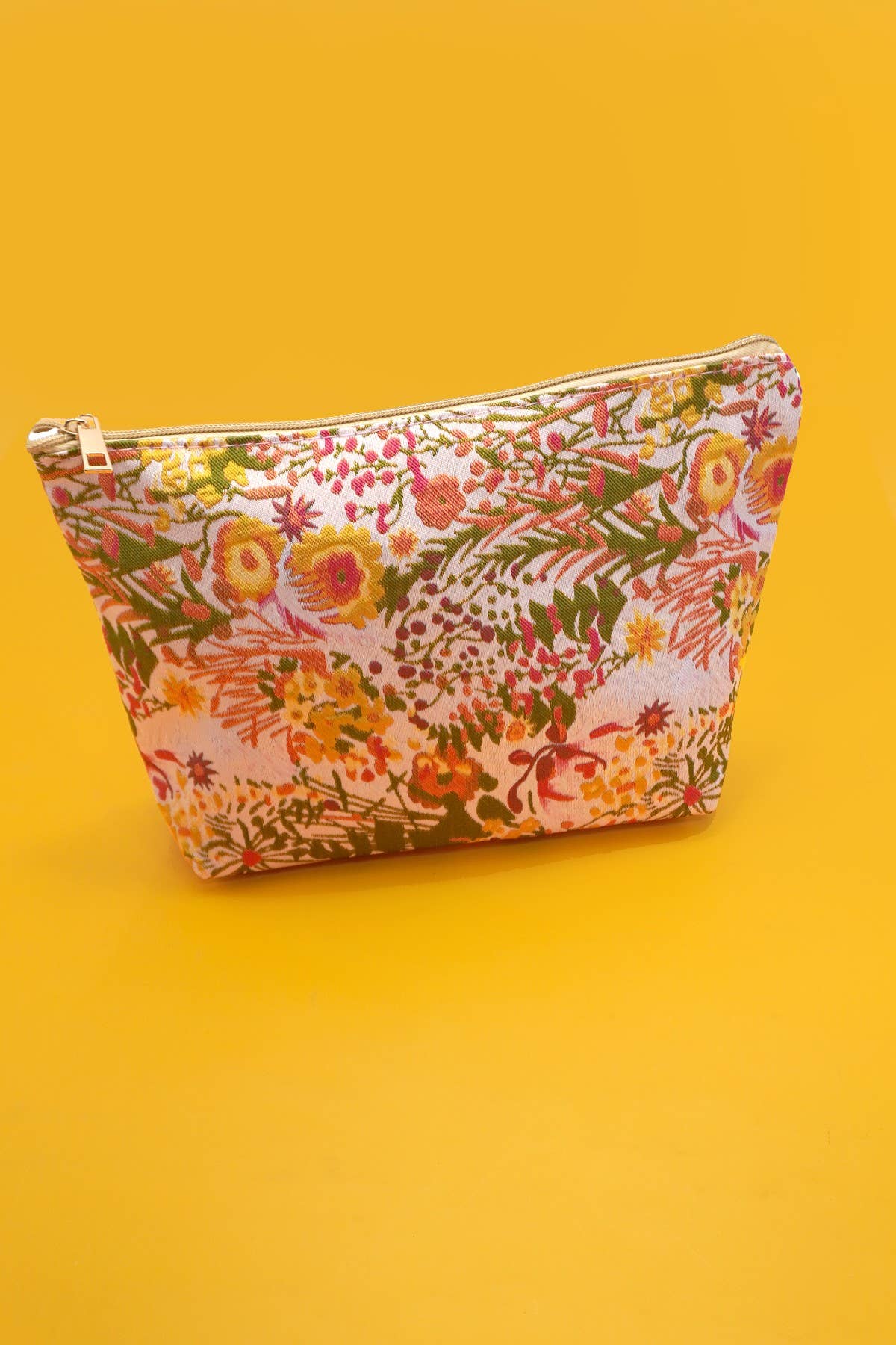 Embroidered Floral Makeup Pouch