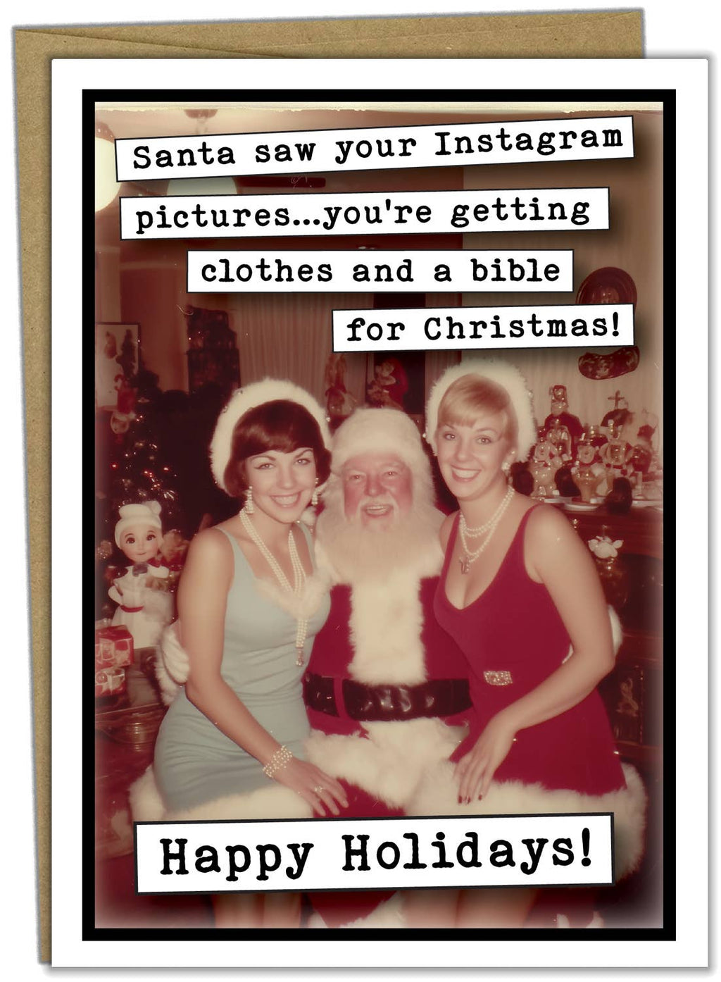 Funny Christmas Card – Santa Saw Your Instagram