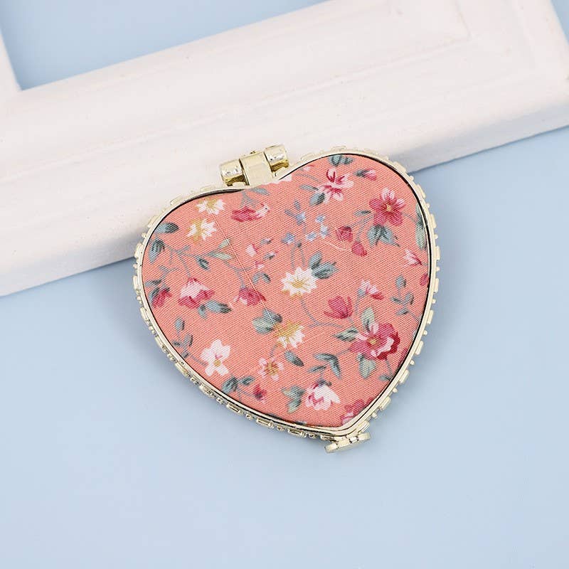 Heart Floral Compact Mirror