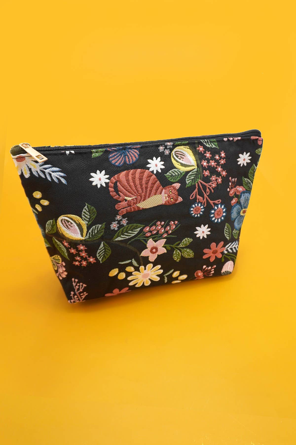 Embroidered Floral Makeup Pouch