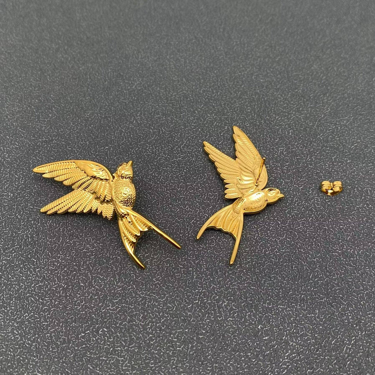 Gold Bird Stud Earrings