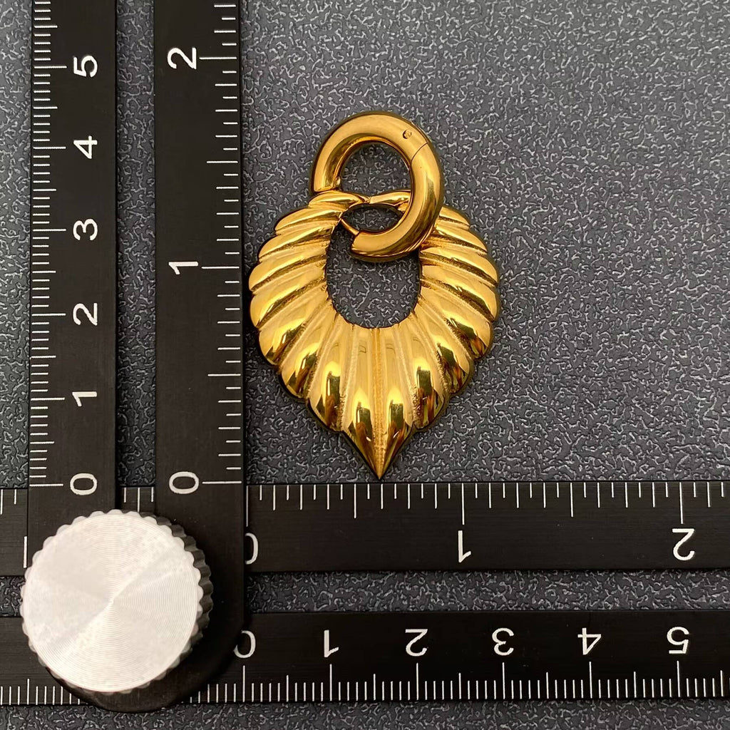 Gold Geometric Thread Charm Huggie Earrings
