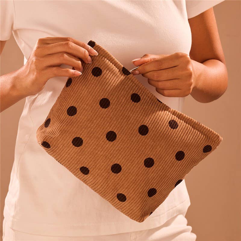 Corduroy Polka Dot Makeup Pouch