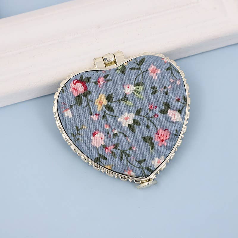 Heart Floral Compact Mirror