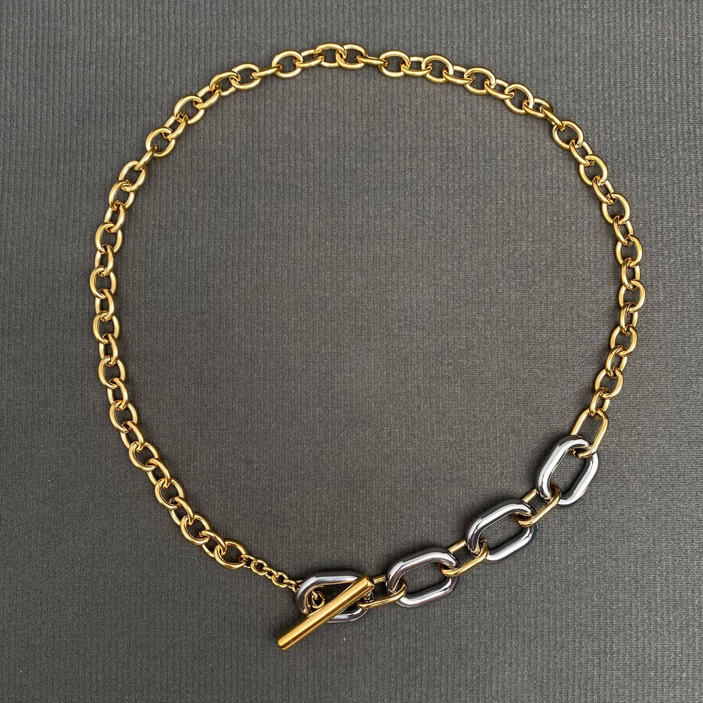 Two-Tone Gold Chain Pendant Necklace