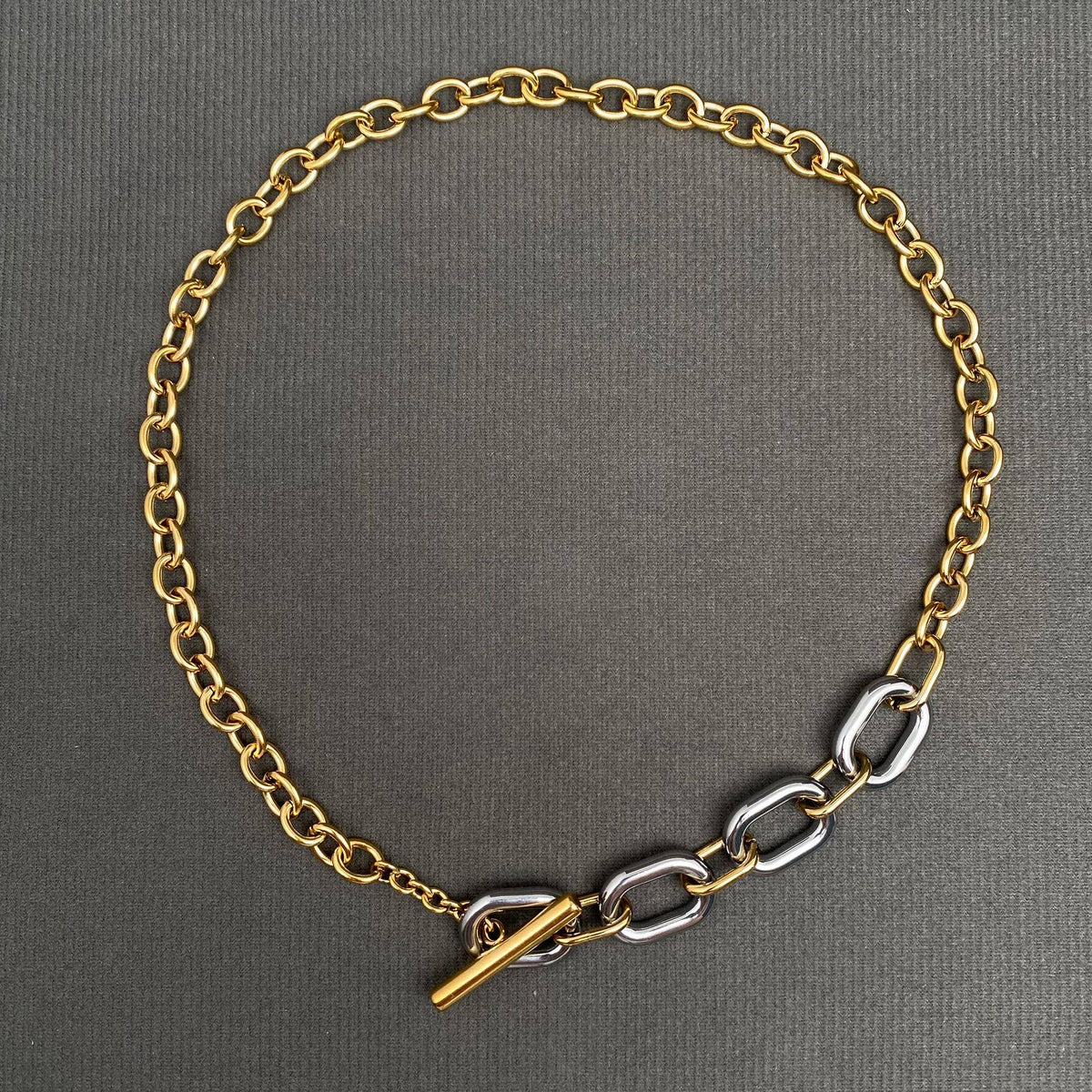 Two-Tone Gold Chain Pendant Necklace