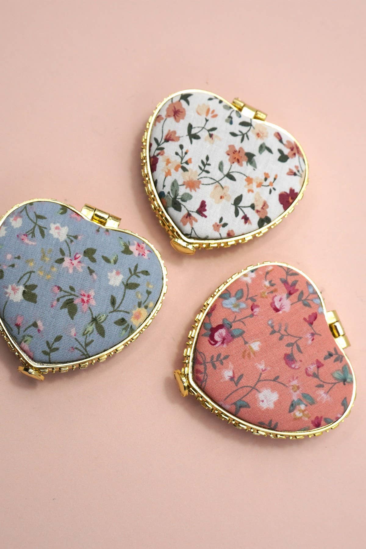 Heart Floral Compact Mirror