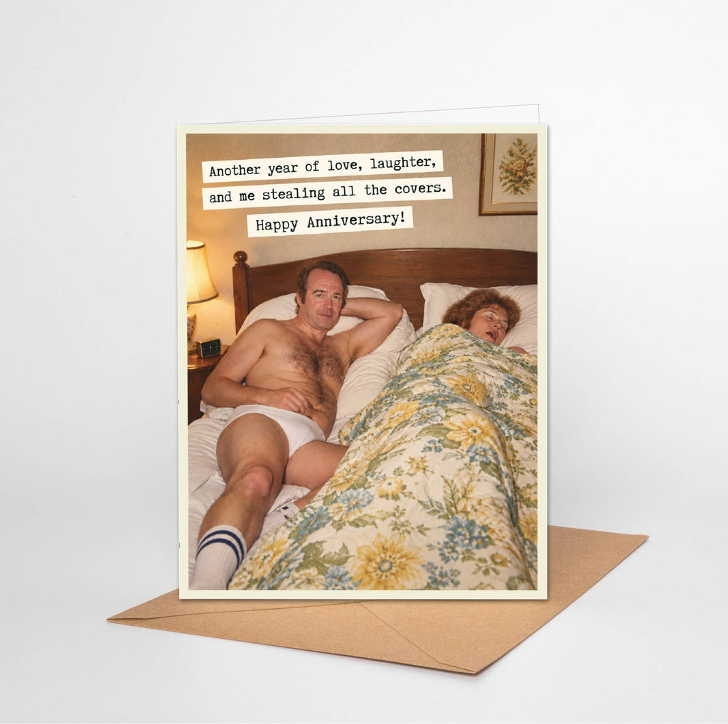 Funny Anniversary Card – Steal the Covers