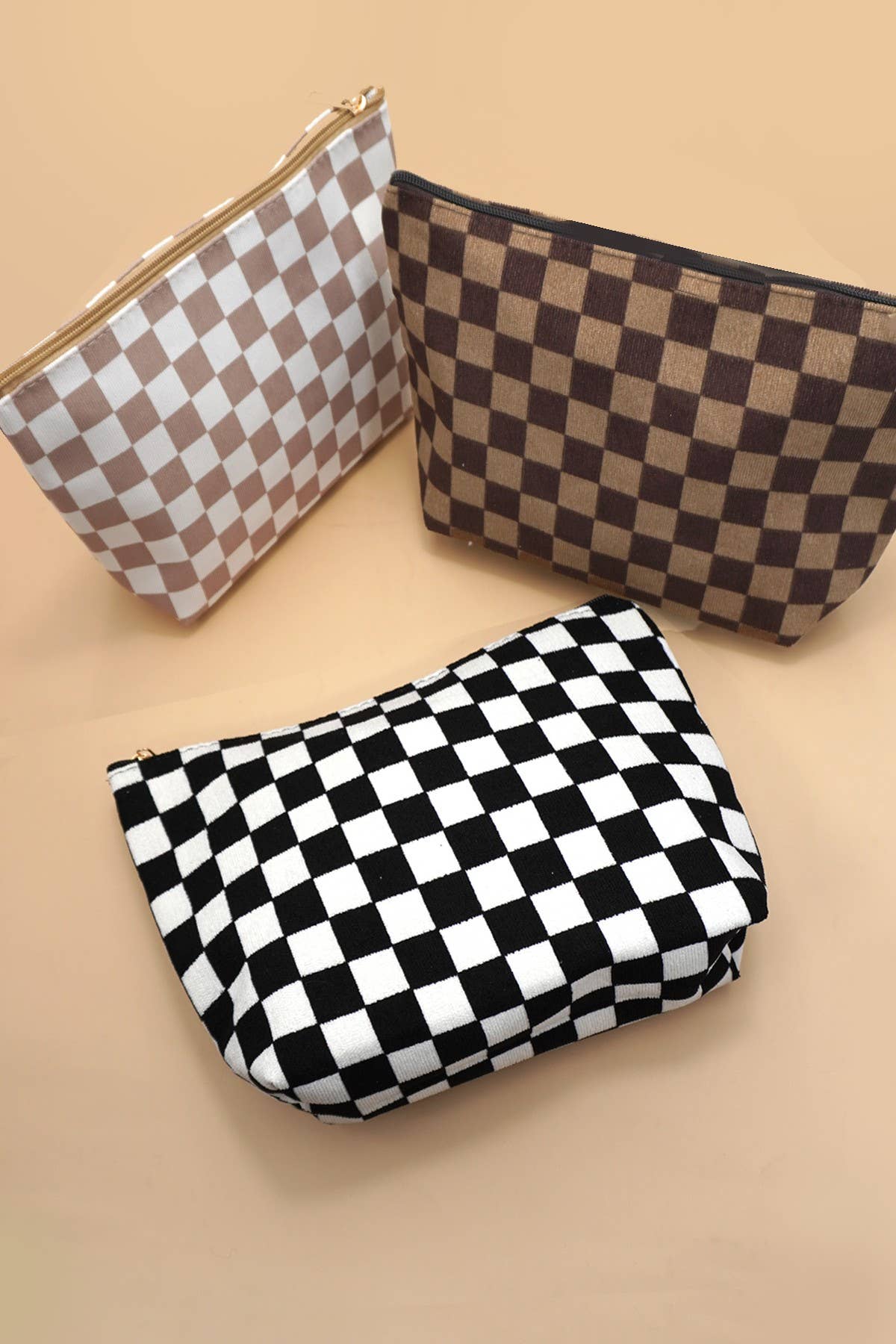 Gingham Check Makeup Pouch
