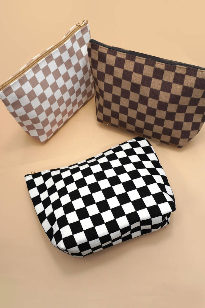 Gingham Check Makeup Pouch
