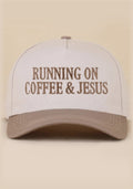"Running On Coffee & Jesus" Cap front