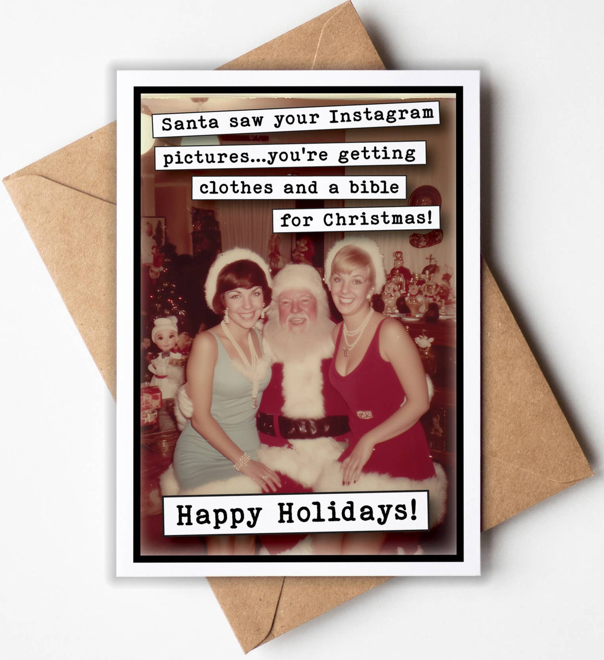 Funny Christmas Card – Santa Saw Your Instagram