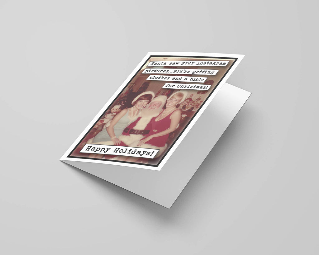 Funny Christmas Card – Santa Saw Your Instagram