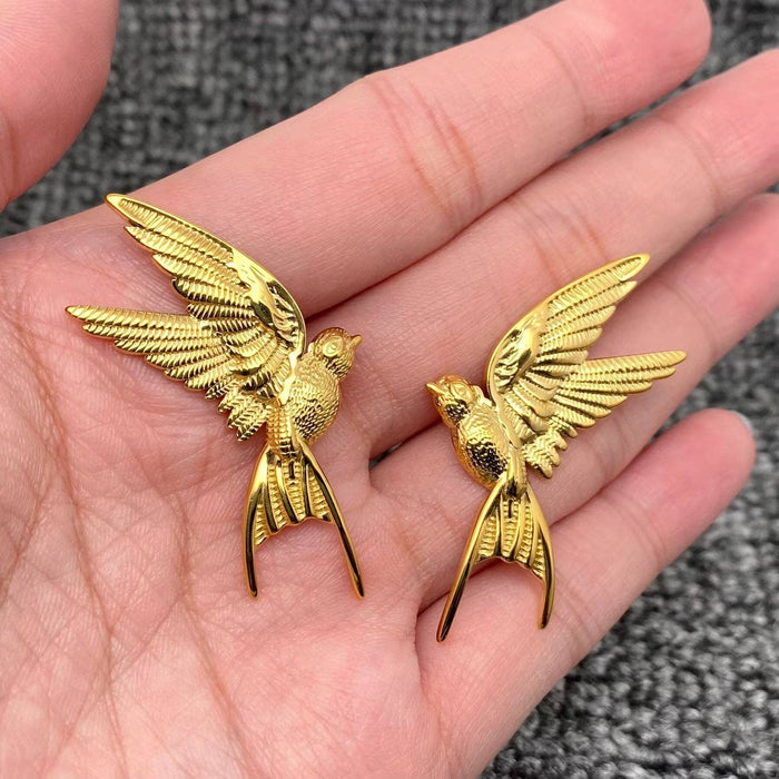Gold Bird Stud Earrings