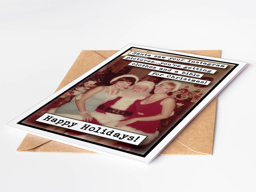 Funny Christmas Card – Santa Saw Your Instagram