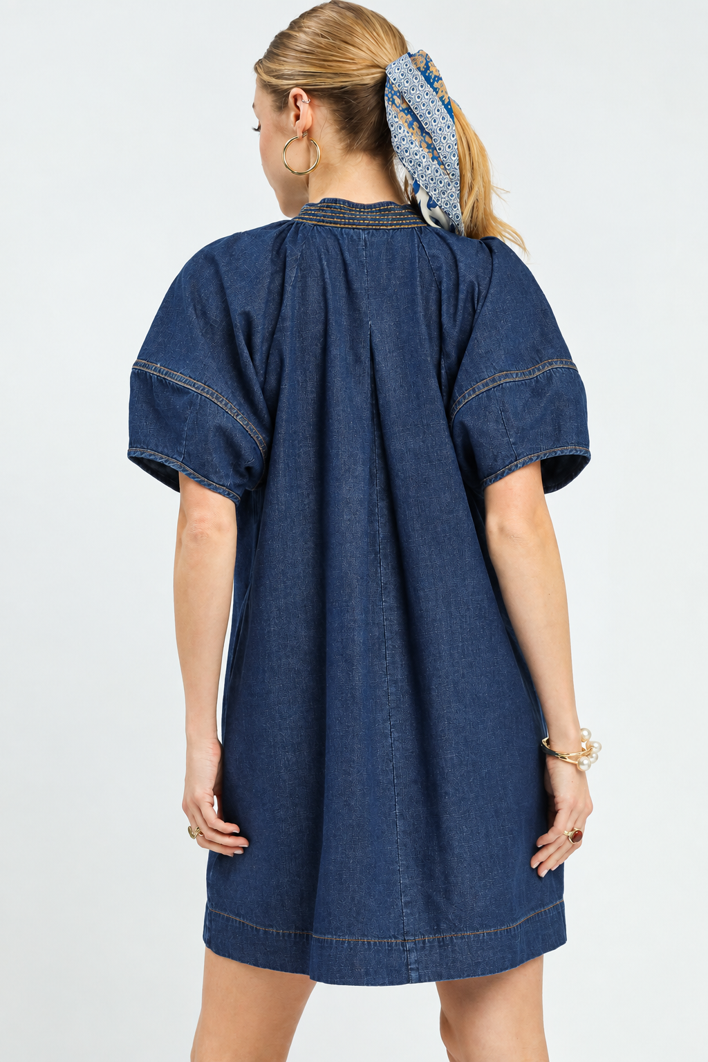 Denim Popover Tunic Dress back