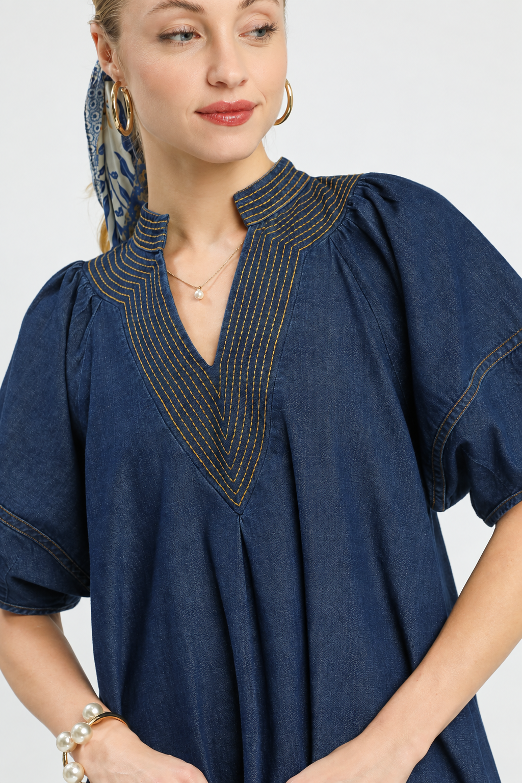 Denim Popover Tunic Dress detail