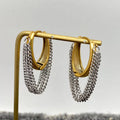 Gold Multi-Layer Chain Fringe Huggie Earrings