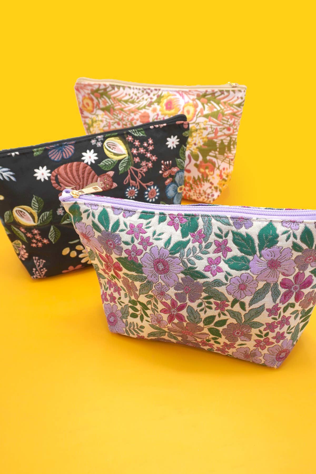 Embroidered Floral Makeup Pouch